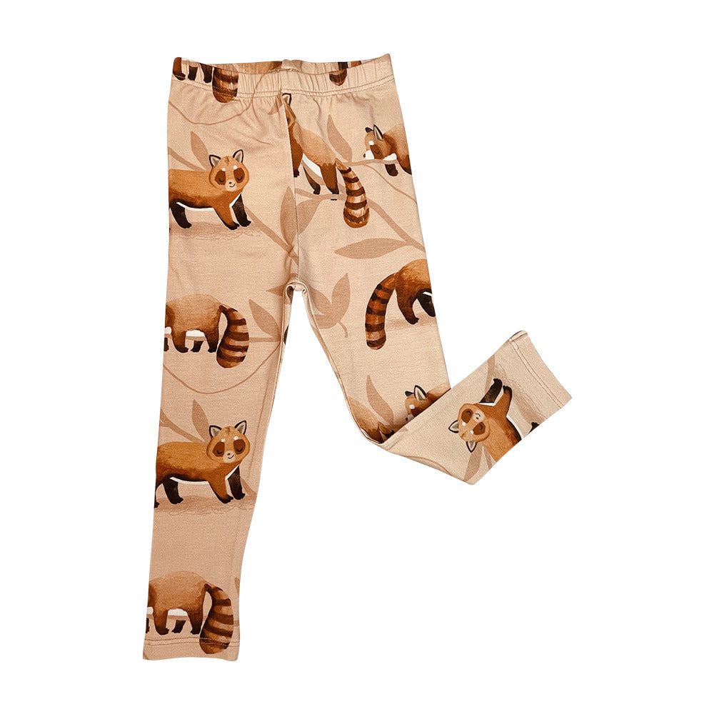 Curious Stories organic Leggings- cozy red panda