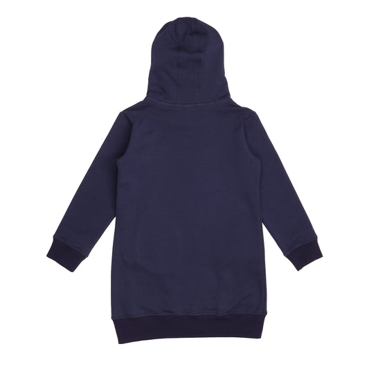 Walkiddy Hooded sweatshirt dress- navy, back