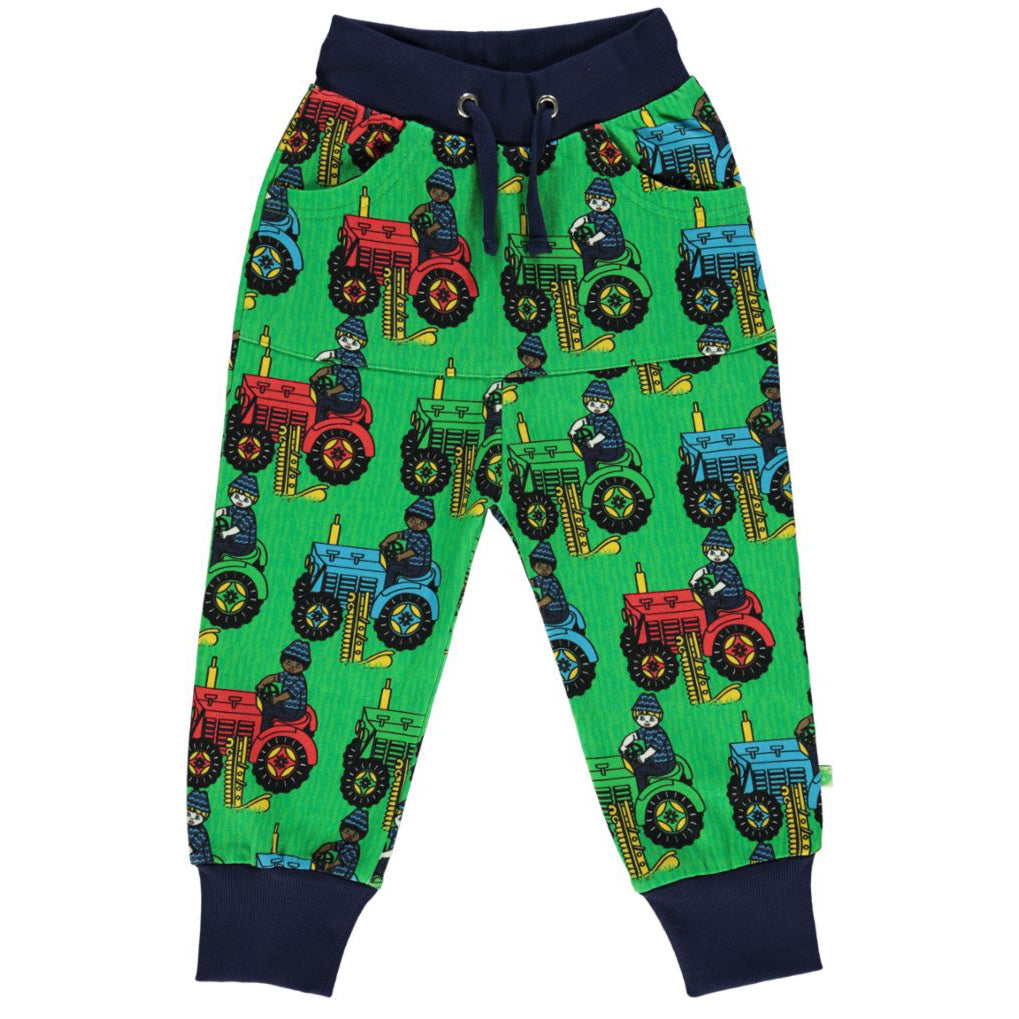 Småfolk Organic Kid Green with The Tractor Crib Kangaroo Pocket Sweatpants & –