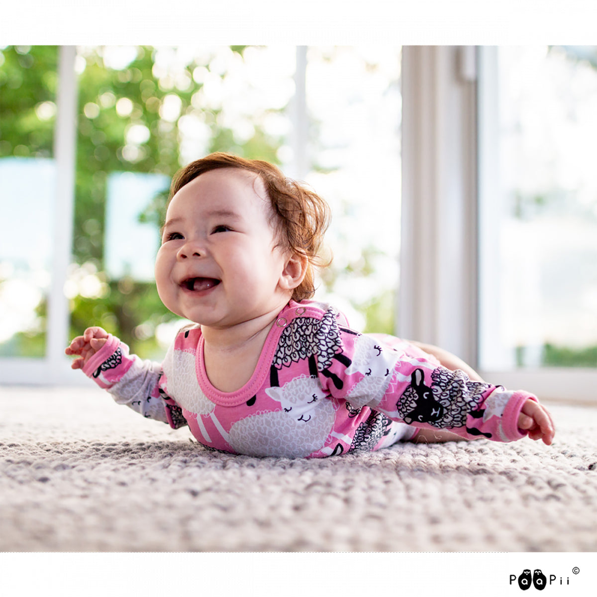 PaaPii Light Pink Baa Long Sleeve Bodysuit The Green Crib & Kid