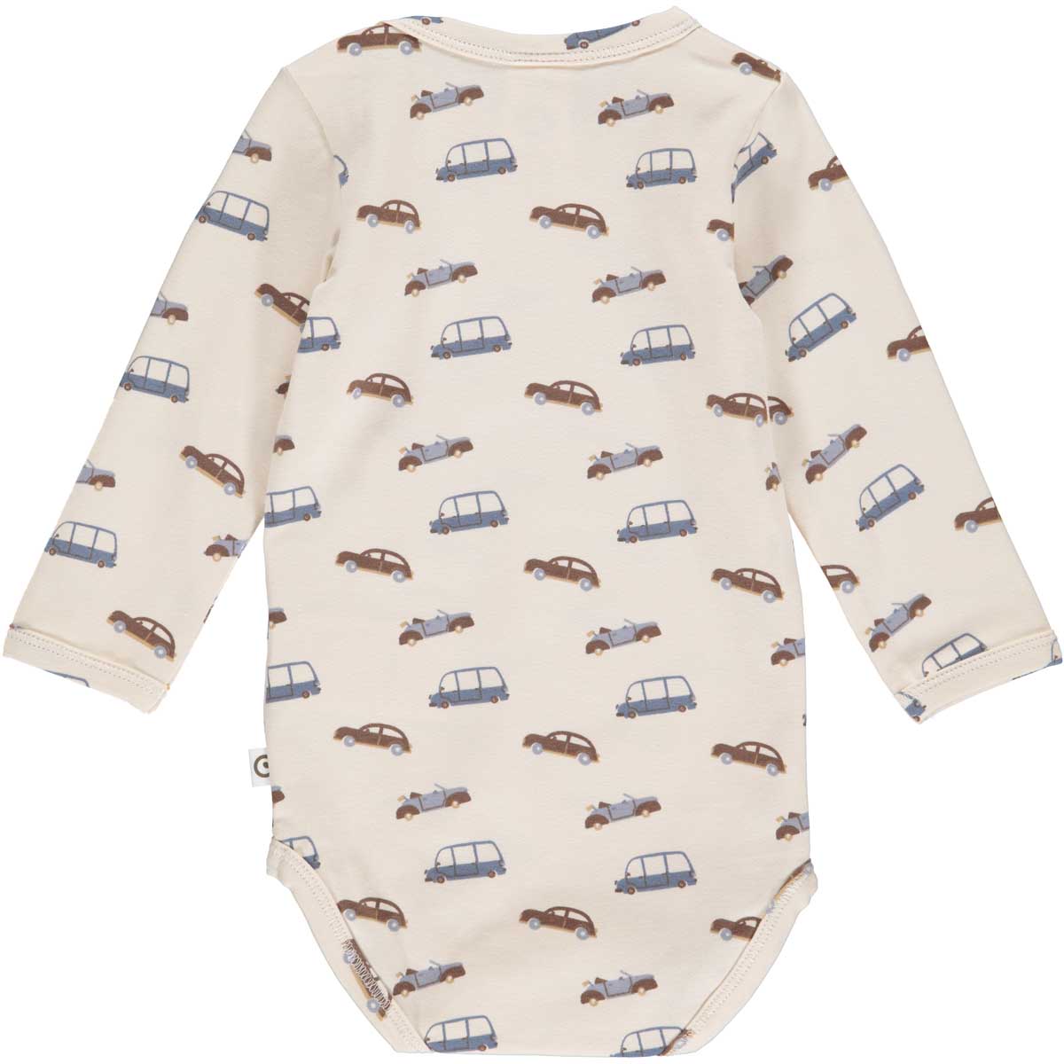 Musli organic Long sleeve bodysuit- car print, back