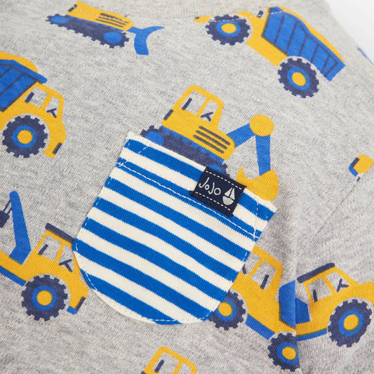 JoJo Maman Bebe Construction print t-shirt, closeup