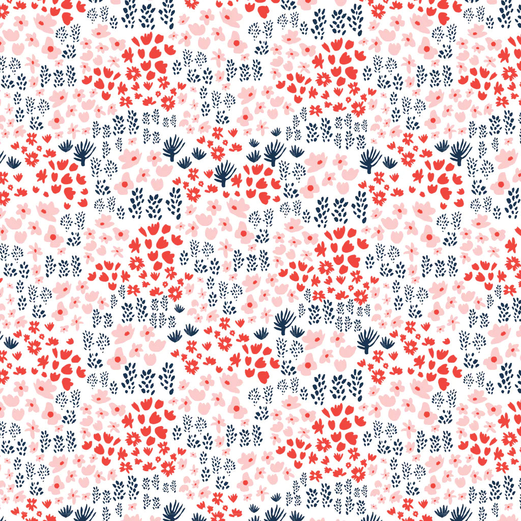 Winter Water Factory organic Alberta dress- pink & navy meadow