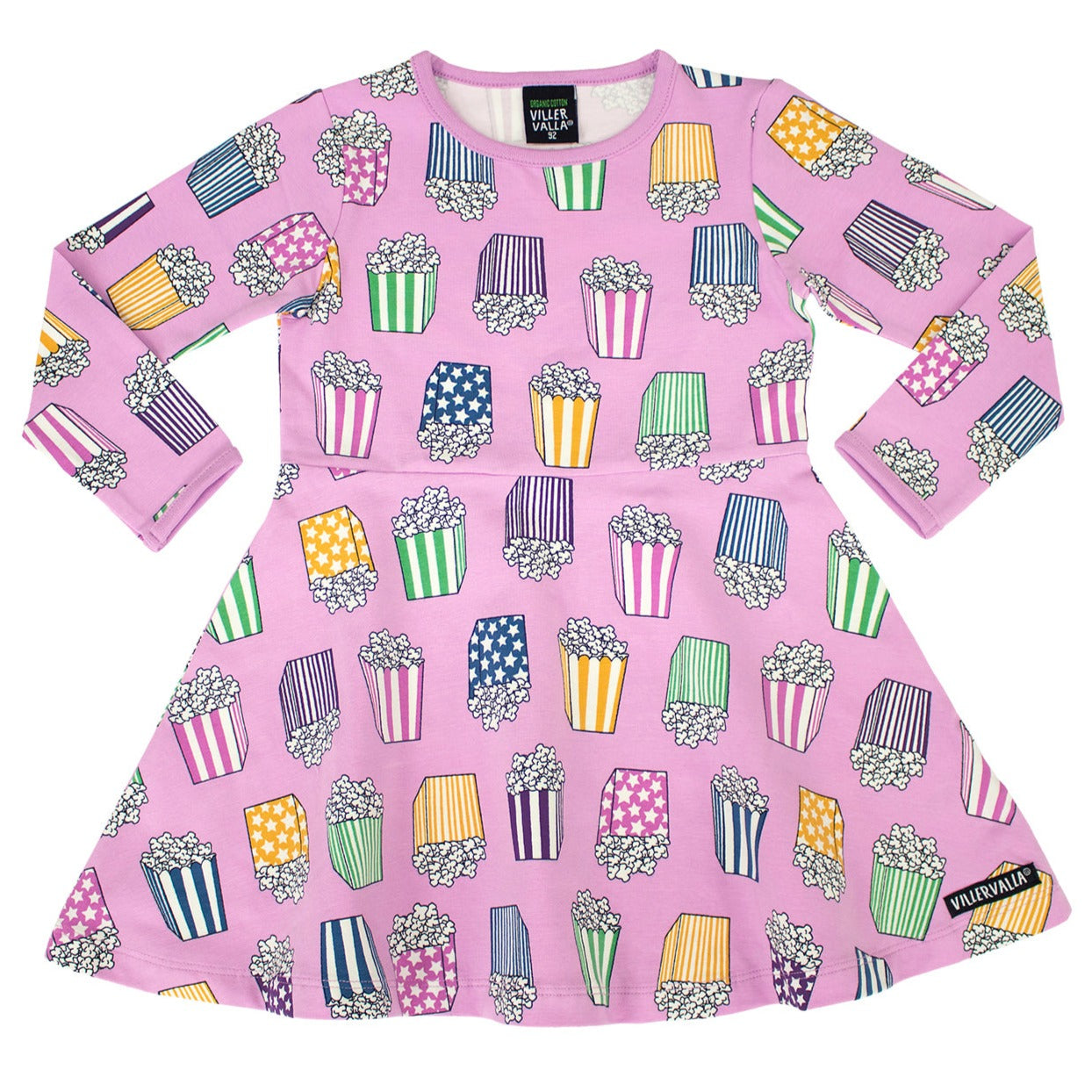 Villervalla organic Twirl dress- popcorn, light fuchsia