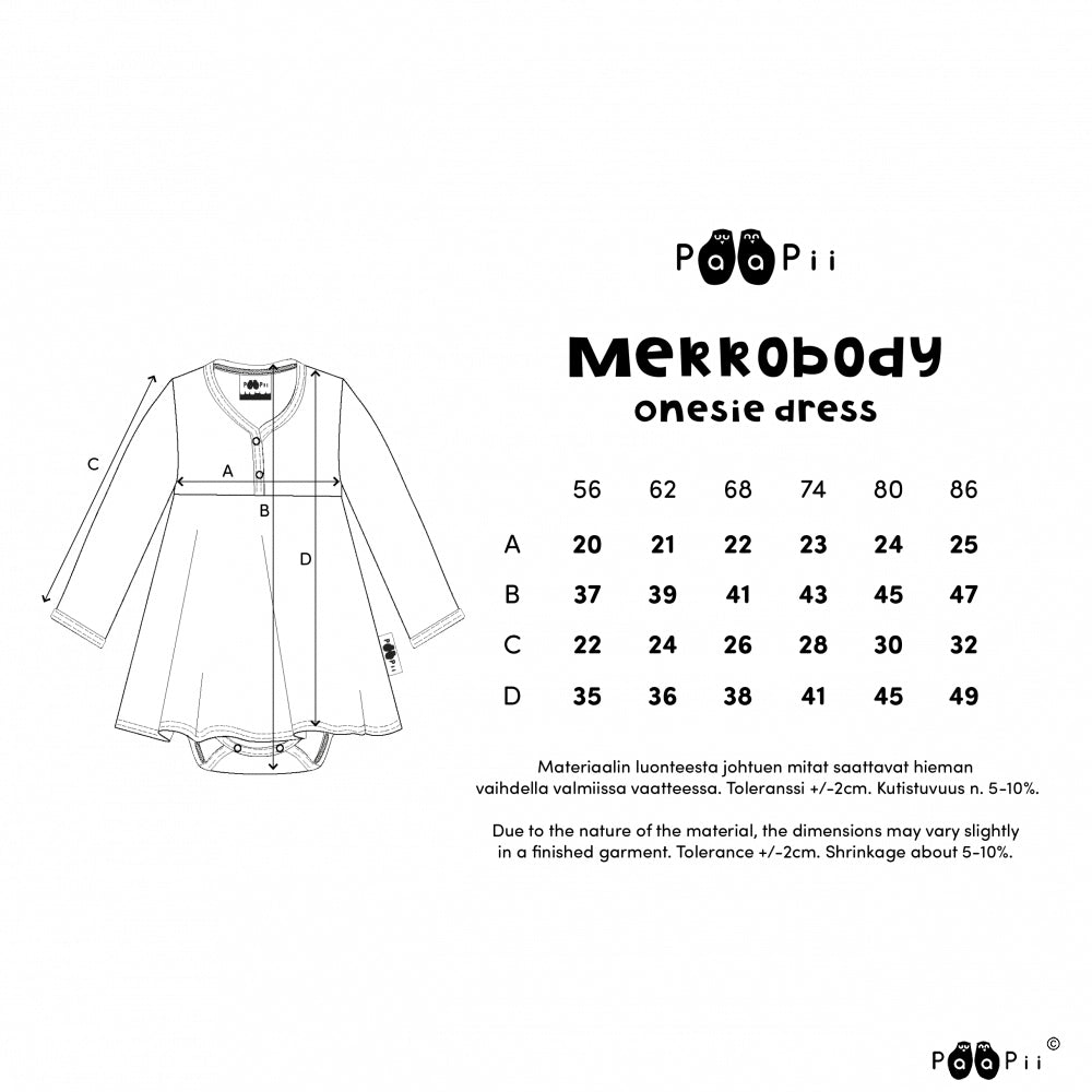 Onesie dress size chart