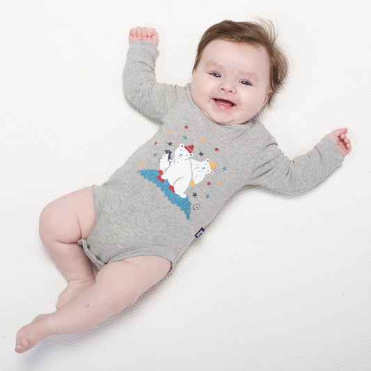 Baby wearing Kite Clothing Pole to Pole bodysuit