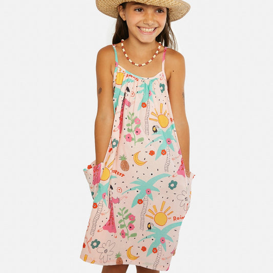 Girl wearing nadadelazos Rainforest dress