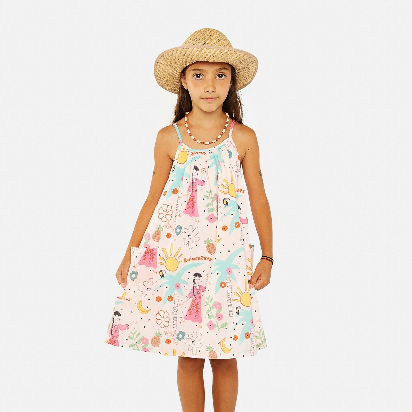 Girl wearing nadadelazos Rainforest dress