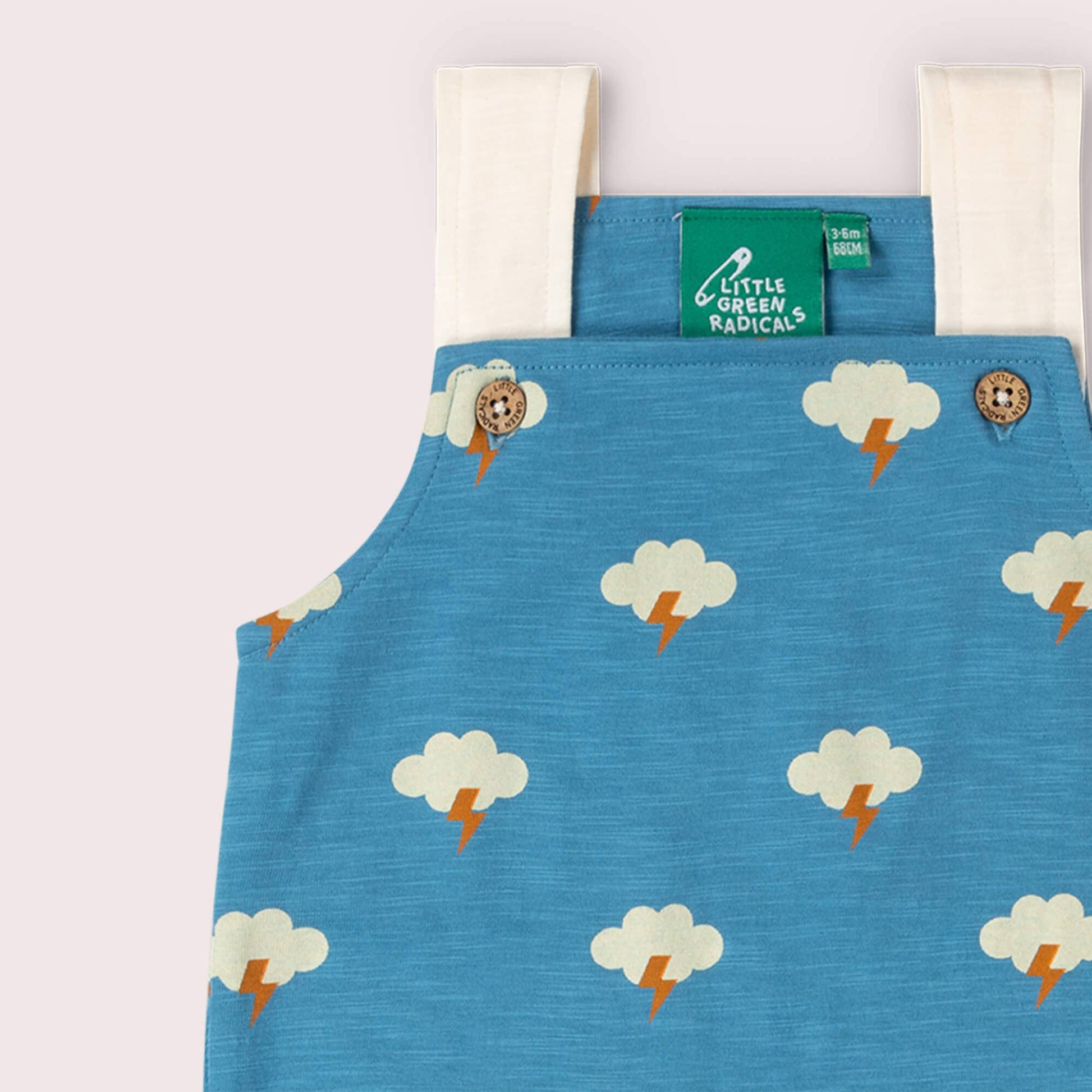 Organic Cotton Shortalls - Blue Clouds | Little Green Radicals