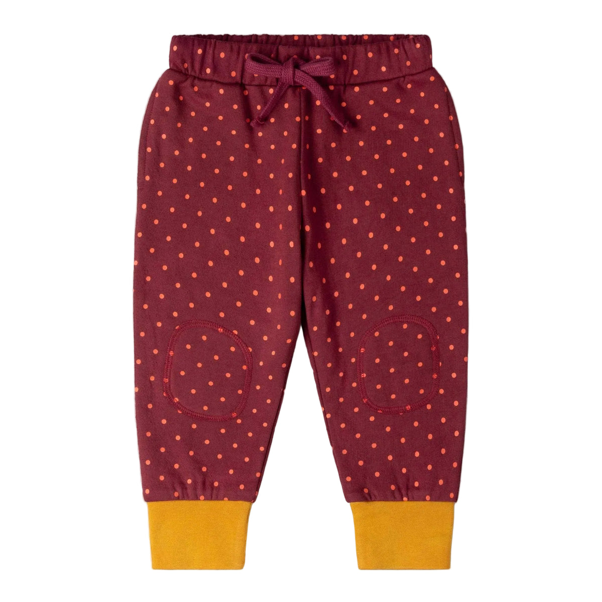 Little Green Radicals Organic Cotton Knee Patch Cozy Joggers - Autumn Polkadot