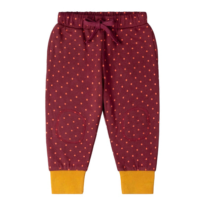 Little Green Radicals Organic Cotton Knee Patch Cozy Joggers - Autumn Polkadot
