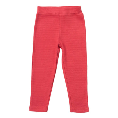 Little Green Radicals Organic Kids' Waffle Leggings- Holly Berry