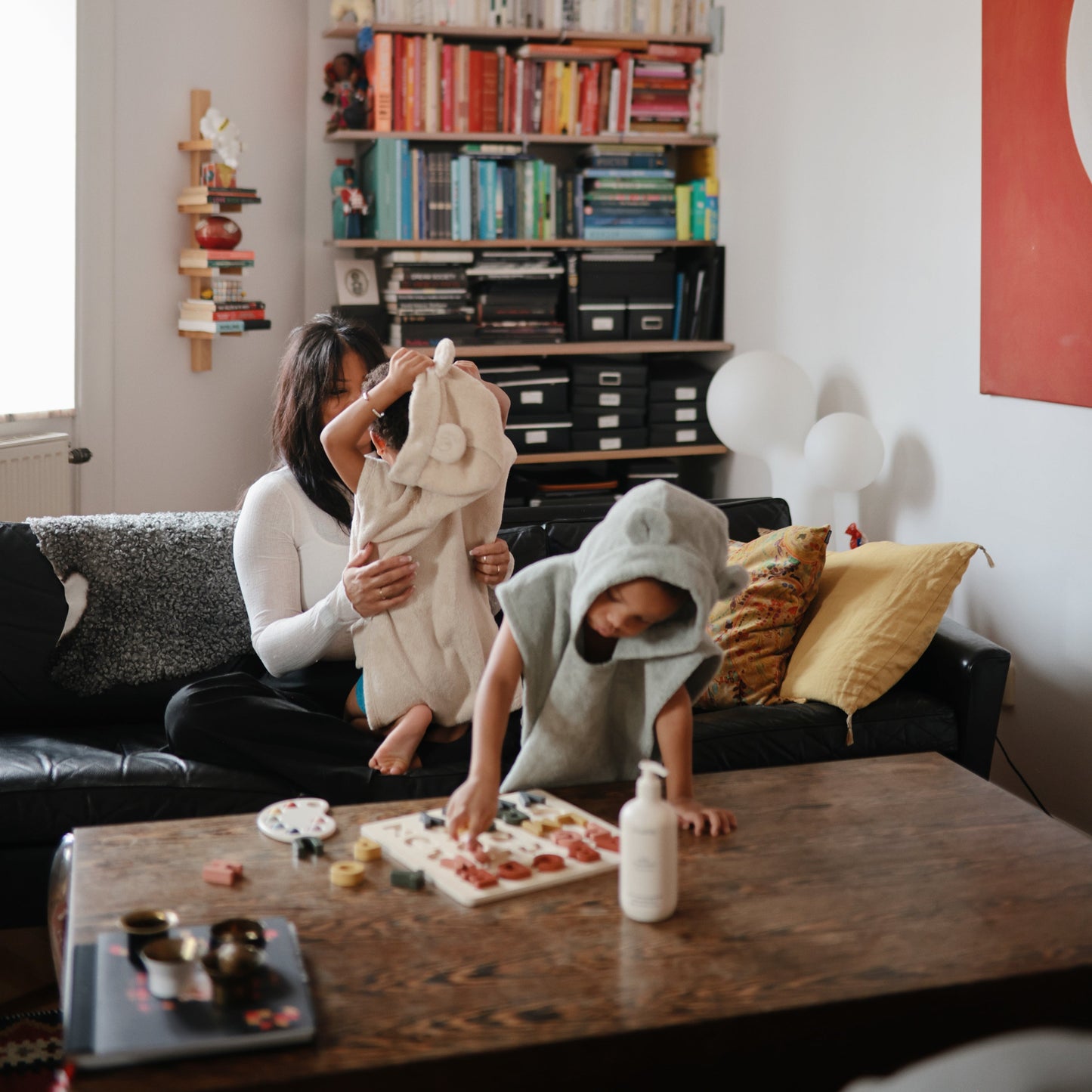 Mushie Organic Cotton Hooded Poncho Towel With Bear Ears