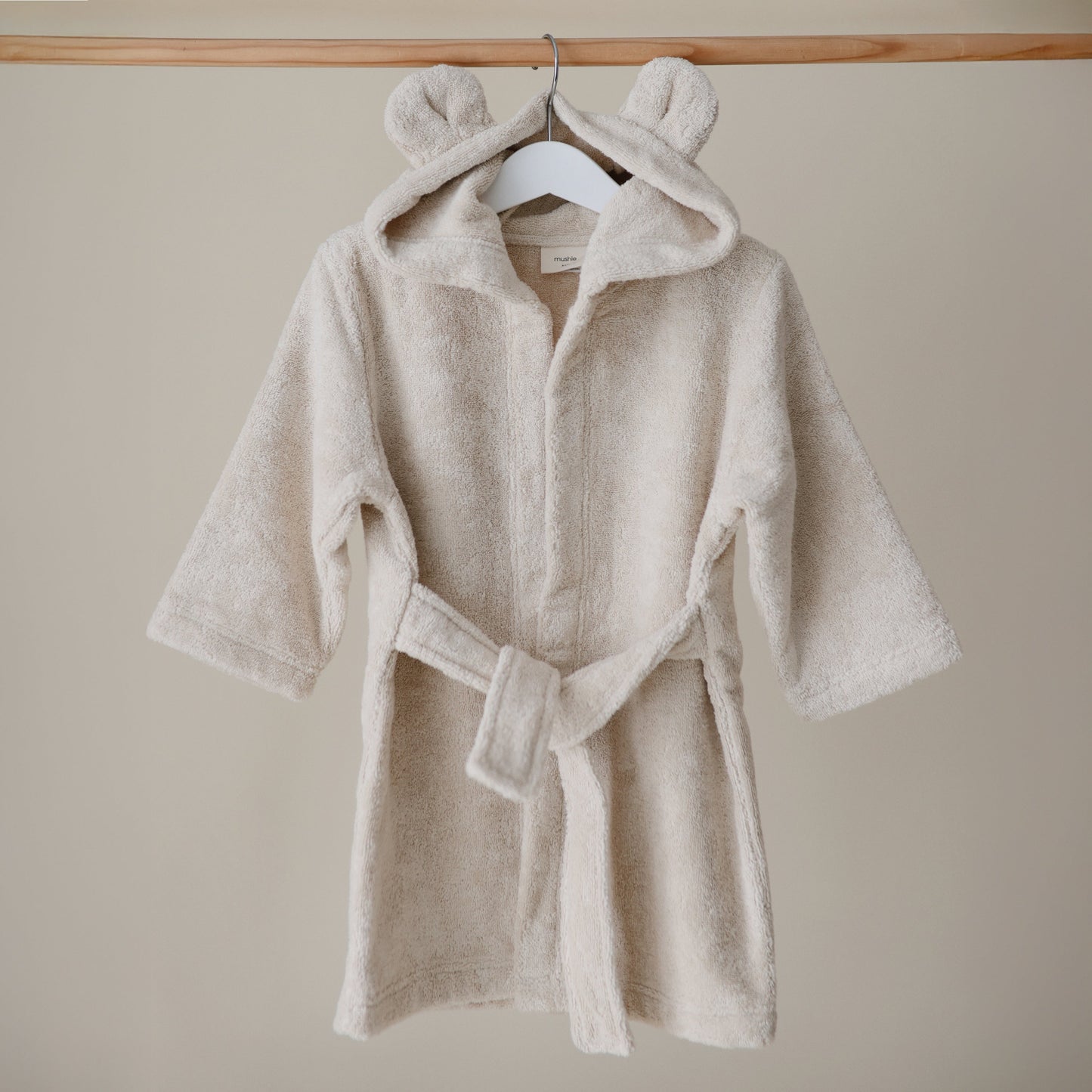 Mushie Organic Cotton Hooded Robe with Bear Ears