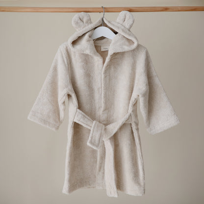 Mushie Organic Cotton Hooded Robe with Bear Ears