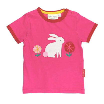 Organic Cotton Bunny Lift-the-Flap Appliqué Short Sleeve Kids T-Shirt | Toby Tiger
