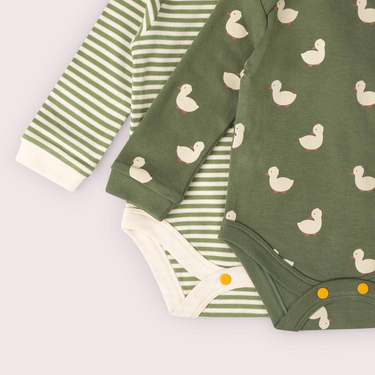 Little Green Radicals Organic Cotton Bodysuit 2 Pack - Olive Ducks