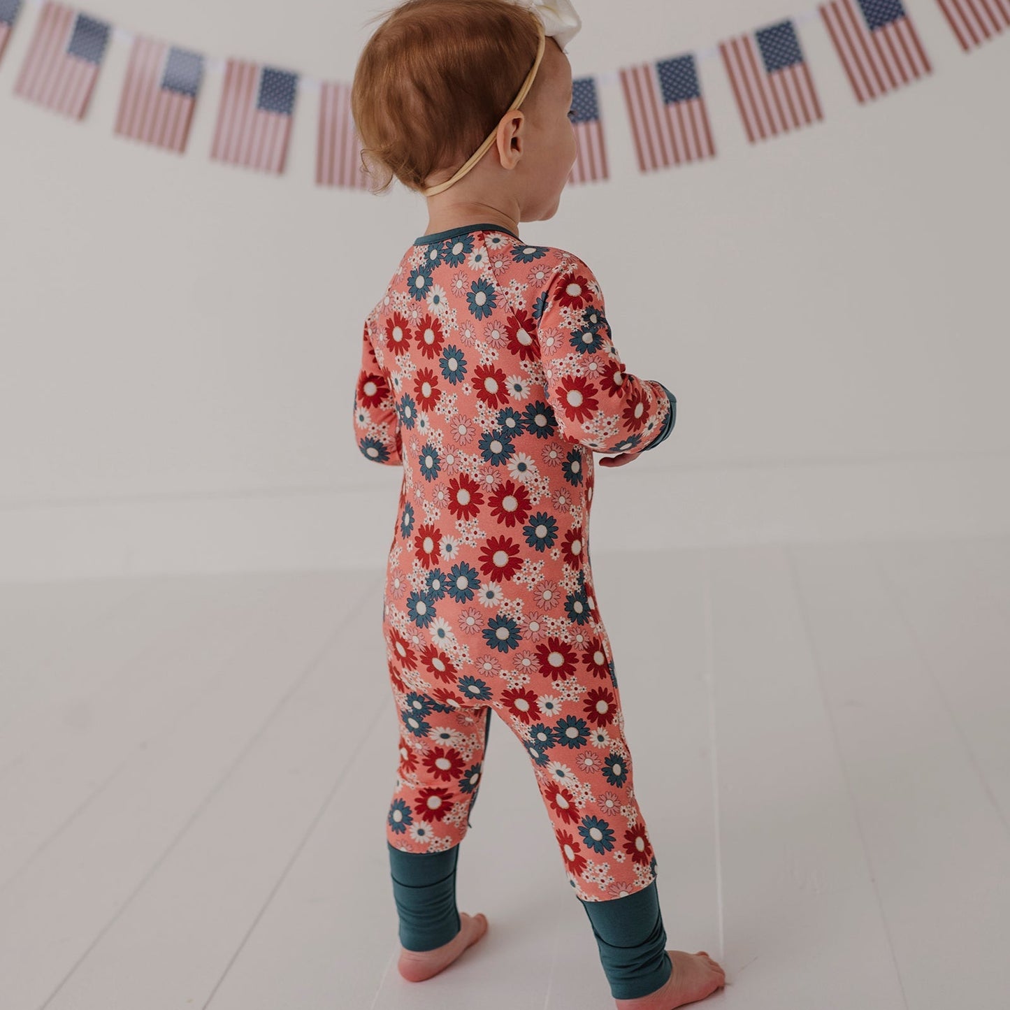 Bamboo Long Sleeve Zip Romper - Americana Prints