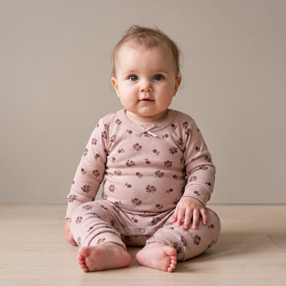 Organic Cotton Bodysuit & Pants Set - Rosebud