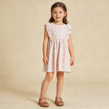 Organic Cotton Flutter Dress - Peony