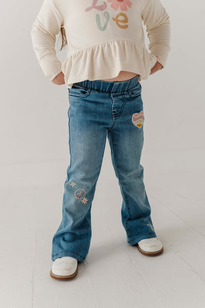 Flare Denim Jeans - Mid Blue Wash