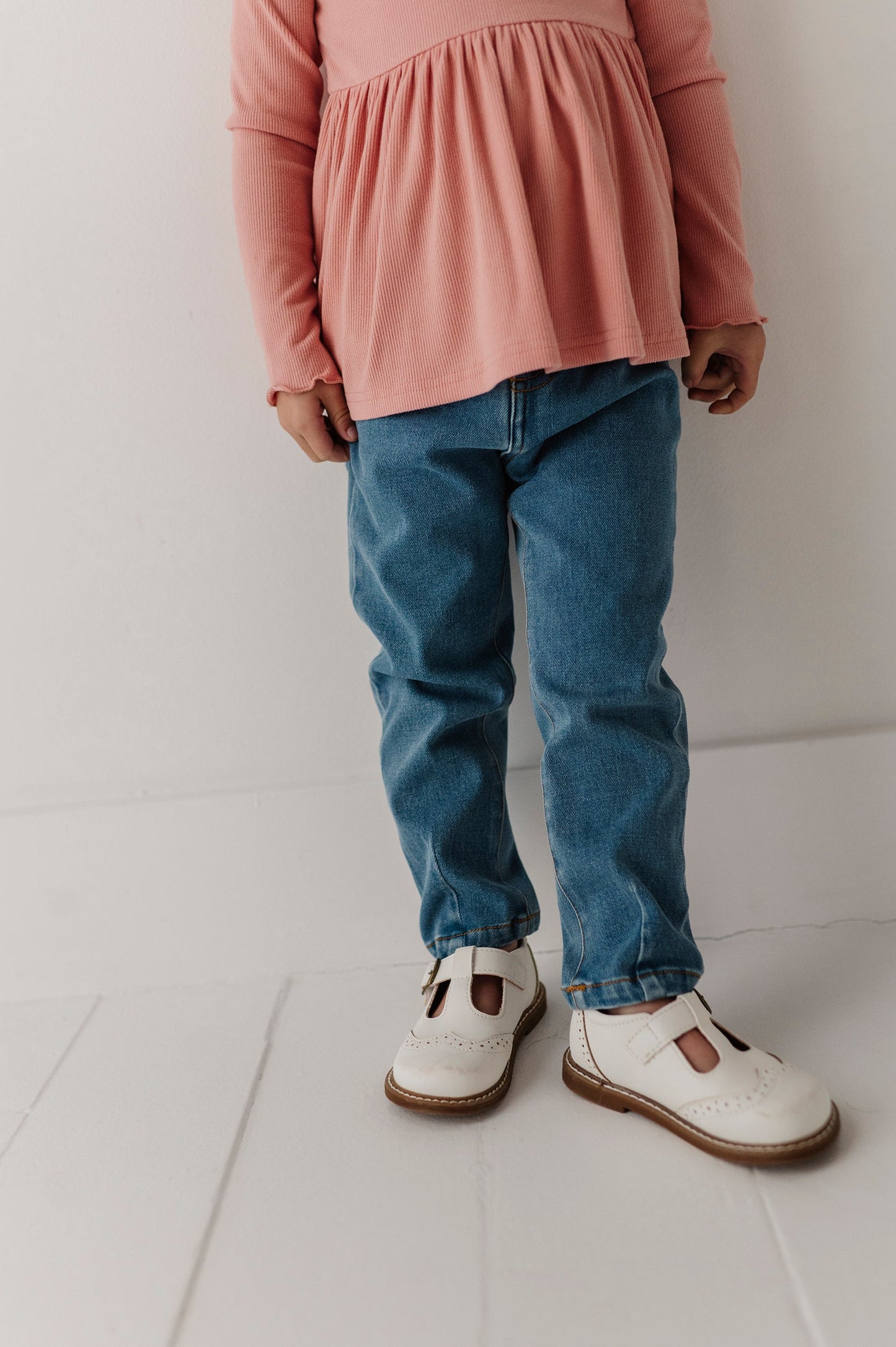 Paperbag Denim Pants - Mid Blue Wash