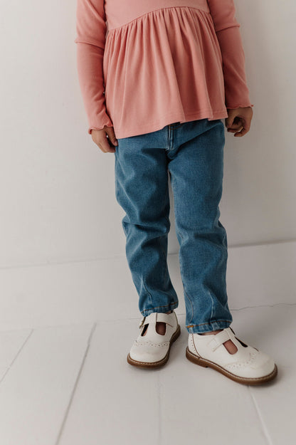Paperbag Denim Pants - Mid Blue Wash