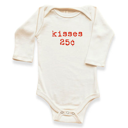 Organic Baby Bodysuit Long Sleeved- Kisses 25c 