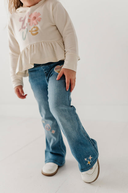 Flare Denim Jeans - Mid Blue Wash