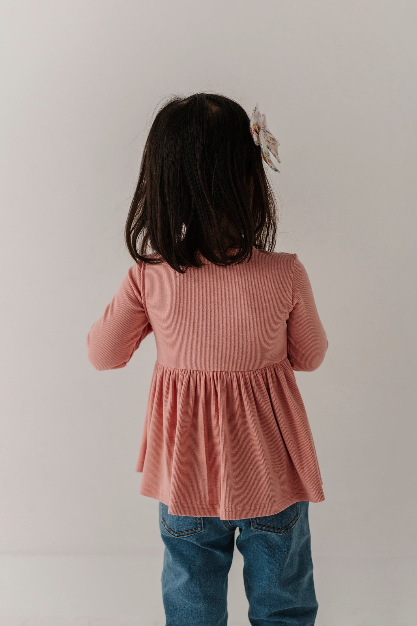 Bamboo/Cotton Ribbed Peplum Shirt - Mellow Rose
