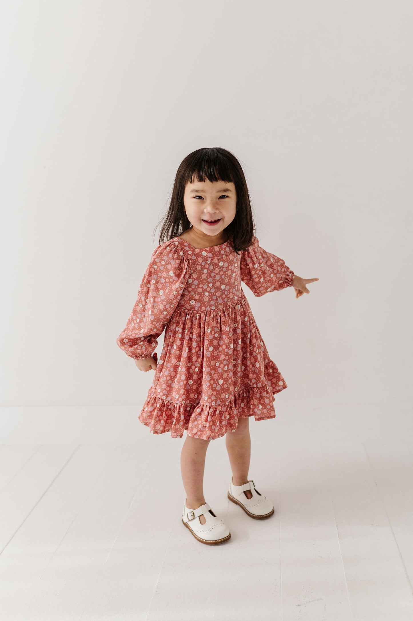 Viscose Long Sleeve Dress - Tiny Petals