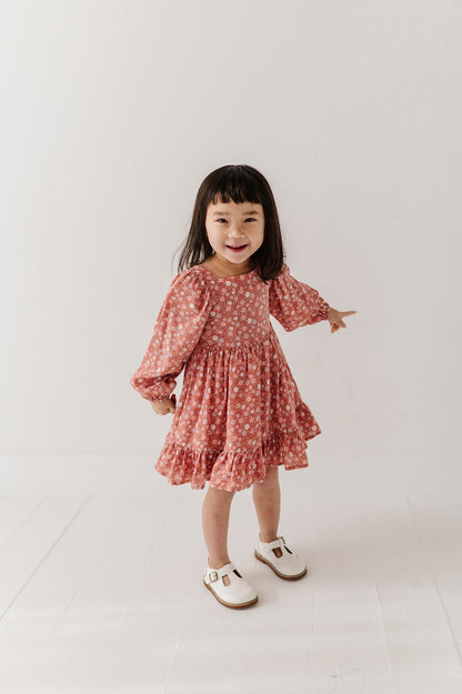 Viscose Long Sleeve Dress - Tiny Petals