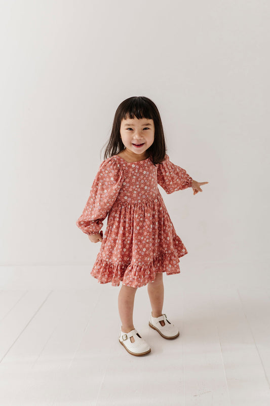 Viscose Long Sleeve Dress - Tiny Petals