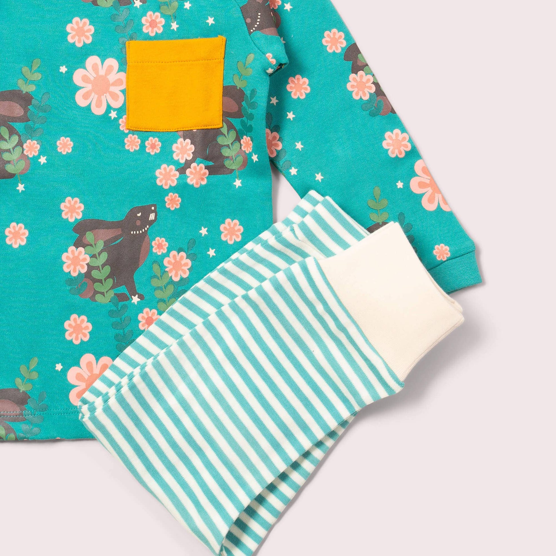 Little Green Radicals Organic Kids' Long-Sleeved T-shirt & Jogger Playset- Winter Rabbits