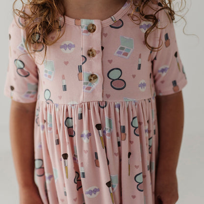 Girls Bamboo Viscose Short Sleeve Henley Dress - Kids Dress | babysprouts