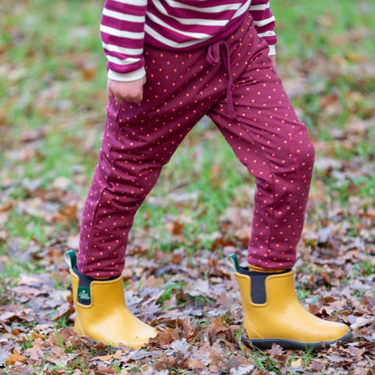 Little Green Radicals Organic Cotton Knee Patch Cozy Joggers - Autumn Polkadot