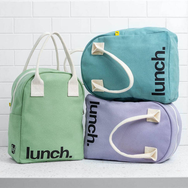 Fluf organic Zipper lunch bag - ‘lunch’ moss