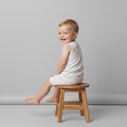 Organic Cotton Terry Sleeveless Tee & Shorts Set - Cabana Stripes