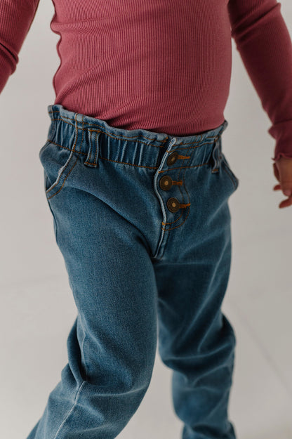 Paperbag Denim Pants - Mid Blue Wash