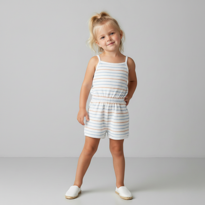 Organic Cotton Terry Tank Romper - Cabana Stripes