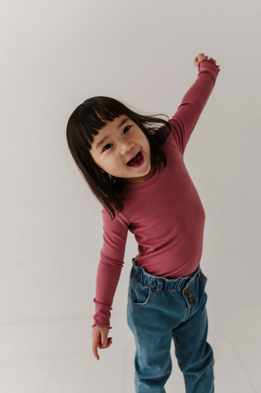 Bamboo Lettuce Hem Tee - Mesa Rose