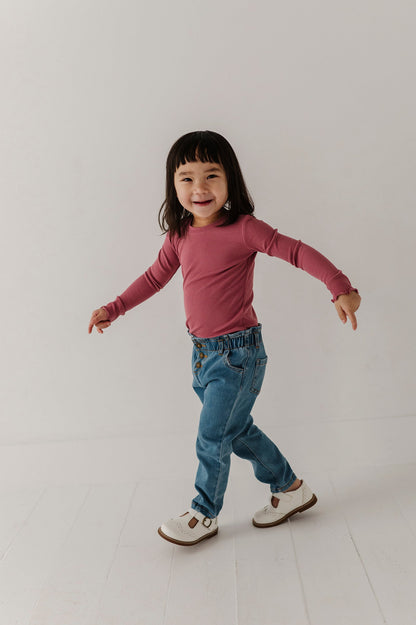 Bamboo Lettuce Hem Tee - Mesa Rose