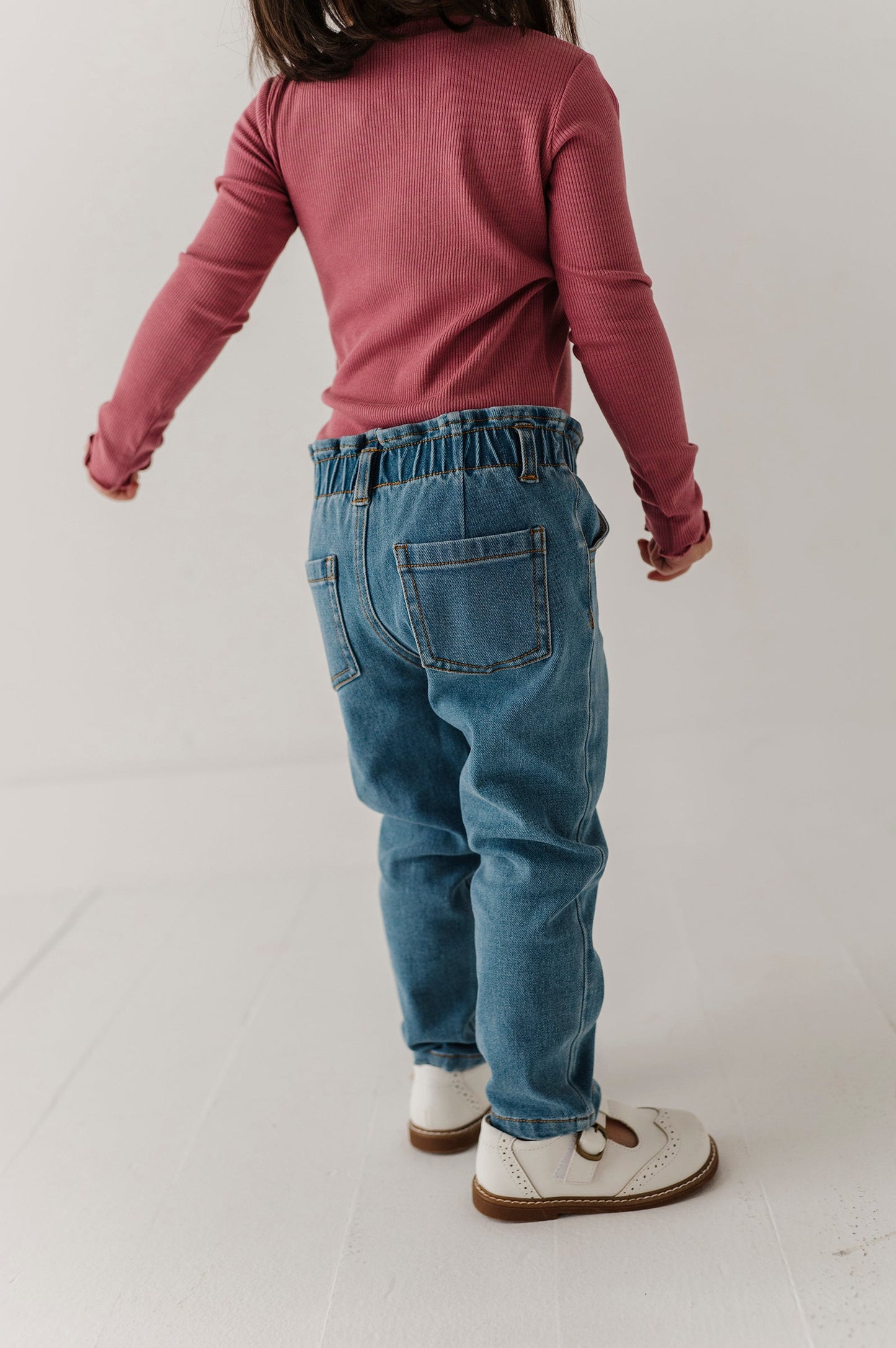 Paperbag Denim Pants - Mid Blue Wash
