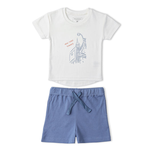 Organic Cotton Graphic Tee & Shorts Set - New York