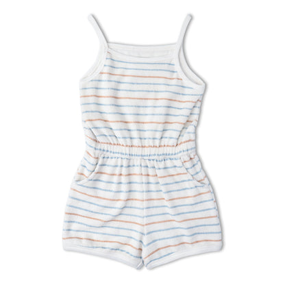 Organic Cotton Terry Tank Romper - Cabana Stripes