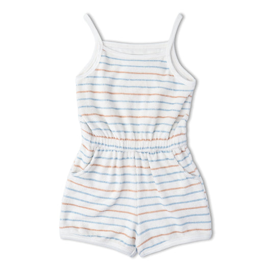 Organic Cotton Terry Tank Romper - Cabana Stripes