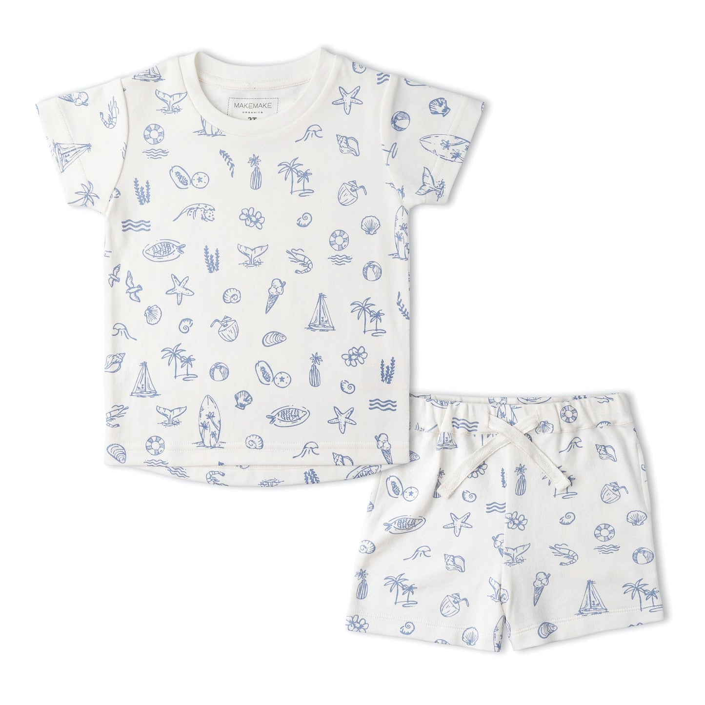 Organic Cotton Tee & Shorts Set - Coastal