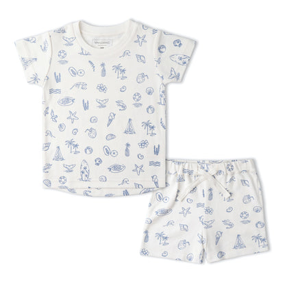 Organic Cotton Tee & Shorts Set - Coastal