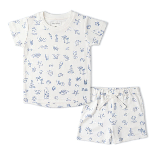 Organic Cotton Tee & Shorts Set - Coastal