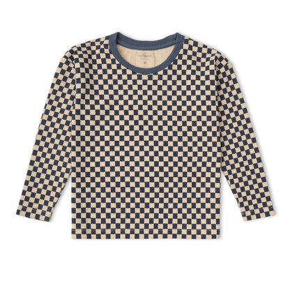 Organic Cotton Tee & Cuffed Pants Set - Midnight Check